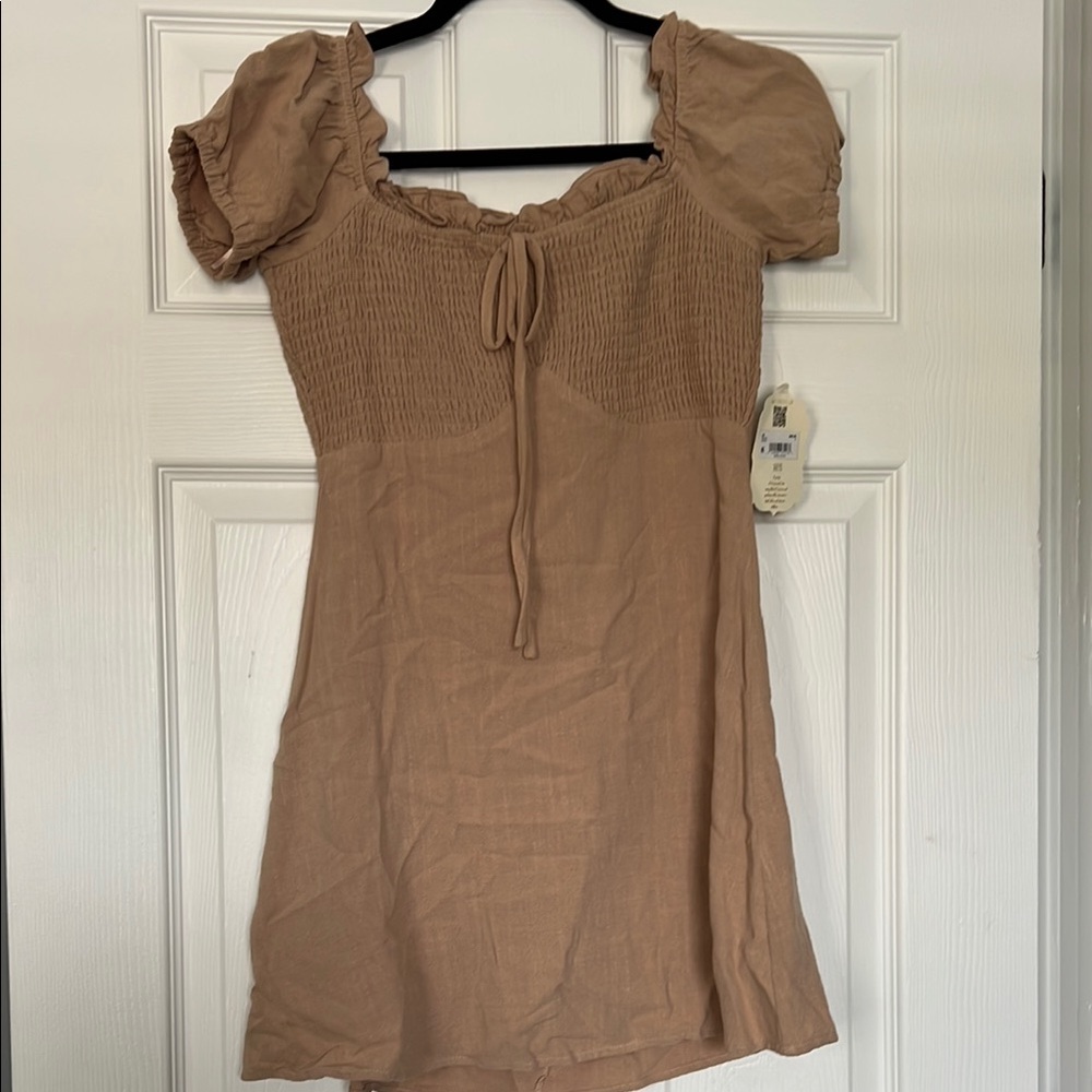 Altar'd State Tan Puff Sleeve Sundress